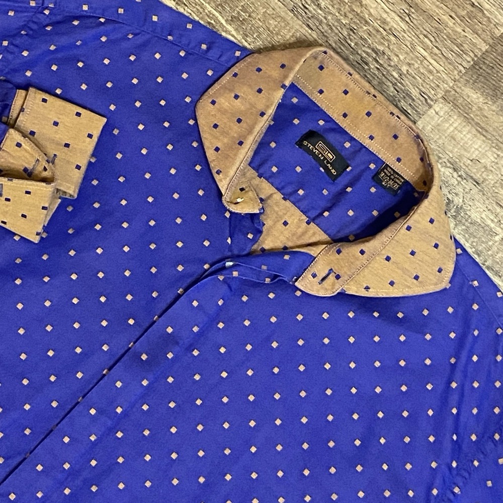 Steven Land 18.5 34 Big & Tall Luxury Officecore Upscale Shirt Formal Wear Sharp